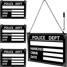 Halloween Prisoner Costume Name Tags, Prison Prisoner Name Labels 5pcs Set - Includes 4 Label Boards, 1 Pen - Suitable For Roleplay And Short Film Character Immersion Experience, Theme Party - Multicolor - View 2