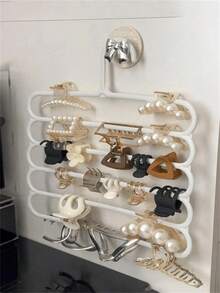 10pcs/4pcs Closet Storage Hooks, Plastic 5-Layer Scarf Rack, Optional Upgraded Thickened Version, More Durable And Sturdy, Closet Pants Rack, Scarf & Tie Storage Rack - White - View 4