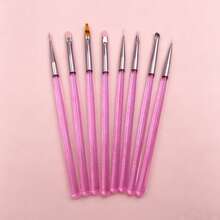 8Pcs Multifunctional Nail Art Brush Set Multiple Sizes Professional Manicure Painting Drawing Liner Pen For Nail DIY Decoration - Watermelon Pink - View 5