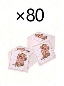 80pcs/40pcs/20pcs/1pc Western Cowboy Bow Theme Napkins - Disposable Napkins With Pink Bow Pattern, Holiday Party Table Decor, Home Dining Convenient Tissues, For Wedding, Graduation, Birthday,Housewarming Party, Vintage, Back To School, Etc. - One Size - View 8