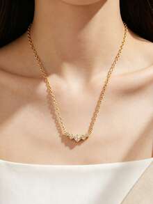 1 Set Elegant Style Stainless Steel Women's Jewelry Set With Four-Leaf Clover Glass Inlay, Suitable For Vacation Wear - Yellow Gold - View 5
