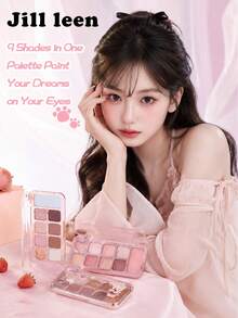 JILL LEEN Palet Eyeshadow 9 Warna 904 + Blush 17, Warna Matte & Shimmer Metalik, Tekstur Beludru, Dapat Dibangun, Pigmen Kaya, Nuansa Netral dan Alami, Cocok untuk Kerja Sehari-hari, Kencan Malam, Pesta - Eyeshadow #904 + Blush #17 - View 2