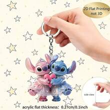 Disney 2pcs Or 1pc New Stitch Fun Embossed Acrylic Keychain, Stitch Heart Key Ring, Practical, Beautiful, Novel Keychain, Halloween Holiday Gift Decoration Key Pendant, Car Keychain, Backpack Wallet Keychain, Key Chain. Cute Keychain, Women's Keychain, Key Chain, Christmas Decoration Pendant, Women's Car Accessories - Multicolor - View 7