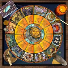 1pc Zodiac Wheel Tarot Cloth, 12 Constellations Sun Moon Astrology Altar Cloth, Celestial Horoscope Divination Reading Mat Spiritual Witchy Table Tapestry - Multicolor - View 1
