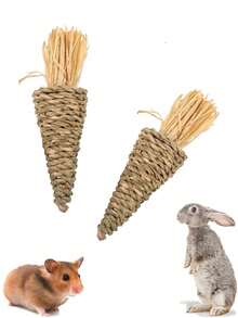 2/4/7/12 Pcs Small Pet Chew & Molar Toy Set, Brown Loofah & Herb Chewing Molar Cage Accessories For Hamsters, Rabbits, Guinea Pigs, Relieve Boredom, Small Pet Gift For Halloween, Birthday & Holiday - A - View 14