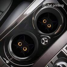 Cat Car Cup Holder Coaster Set 2pcs - Non-Slip Design, Washable, Ideal Choice For Car Interior Accessories; Suitable For Daily Use By Car Owners, Also A Great Gift For Car Enthusiasts - A - View 5