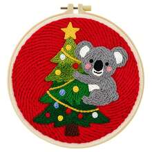 DIY Punch Needle Kit For Beginners – Includes Punch Needle, Yarn, Instructions, Square Hoop & Pre-Printed Fabric (Holiday Animals). Creative Craft For Wall Decor Or Gifting. 2D Printed Punch Needle Starter Kit. 20x20cm (7.87x7.87 In). - Holiday Animals - View 13