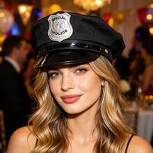 1pc Women's Police Hat Work Hat Carnival Cosplay Officer Hat Unisex - A - View 5