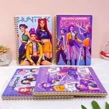 Hasbro KPOP Demon Hunter Girl Group Spiral Notebook A5 Creative Student Classroom Notepad Learning Stationery Colorful Page Lined Notebook - Multicolor - View 3