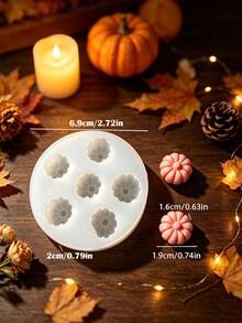 6-Cavity Mini Pumpkin Shaped Candle Silicone Mold -3D Realistic Pumpkin,Handmade Epoxy Resin Casting Mold For Aromatherapy Candle/Soap/ Ornament/Clay/Plaster,3D Textured Easy Release, Home Decor/Creative Gifts Making Tool,Party/Halloween - White Mold - View 4