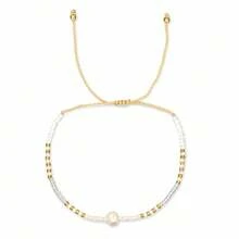 1PC Bohemian Minimalist Summer, Faux Pearl Beaded Bracelet, Adjustable Drawstring Friendship Bracelet, Birthday Gift - Multicolor - View 11