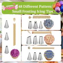 24/48pcs Piping Tips Bag + 2pcs White Coupler Stainless Steel Piping Tips Set Baking Cake Cookie Puff Pastry Piping Tools Multi-Pattern Cream Squeeze Tips Converter Combination DIY Cake Decoration Tools Multi-Pattern Piping Tips Accessories Kitchen Dessert Making Tools - View 8