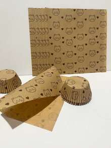 100/50/1pc Baking Paper, Printed With Cute Bear Pattern, Suitable For Air Fryer, Kitchen Use - Multicolor - View 5