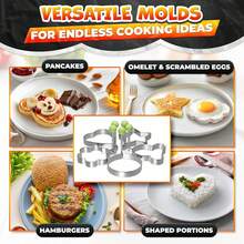 Breakfast Sandwich Egg Ring Mold, Stainless Steel Egg Molds, Suitable For Flat Pan, Heart, Flower, Star, Round Pancake Mold Set - Multicolor - View 9