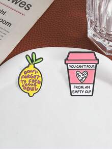 Inspirational Quote Enamel Pin, Cute Coffee Cup Lemon Badge, Decorative Lapel Pin For Backpack Jacket Clothing Gift - Multicolor - View 8