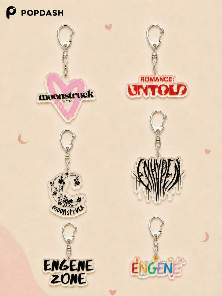 1/6Pcs ROMANCE UNTOLD MOONSTRUCK Theme Acrylic Keychain Set, ENGENE Bag Charm - Multicolor - View 1