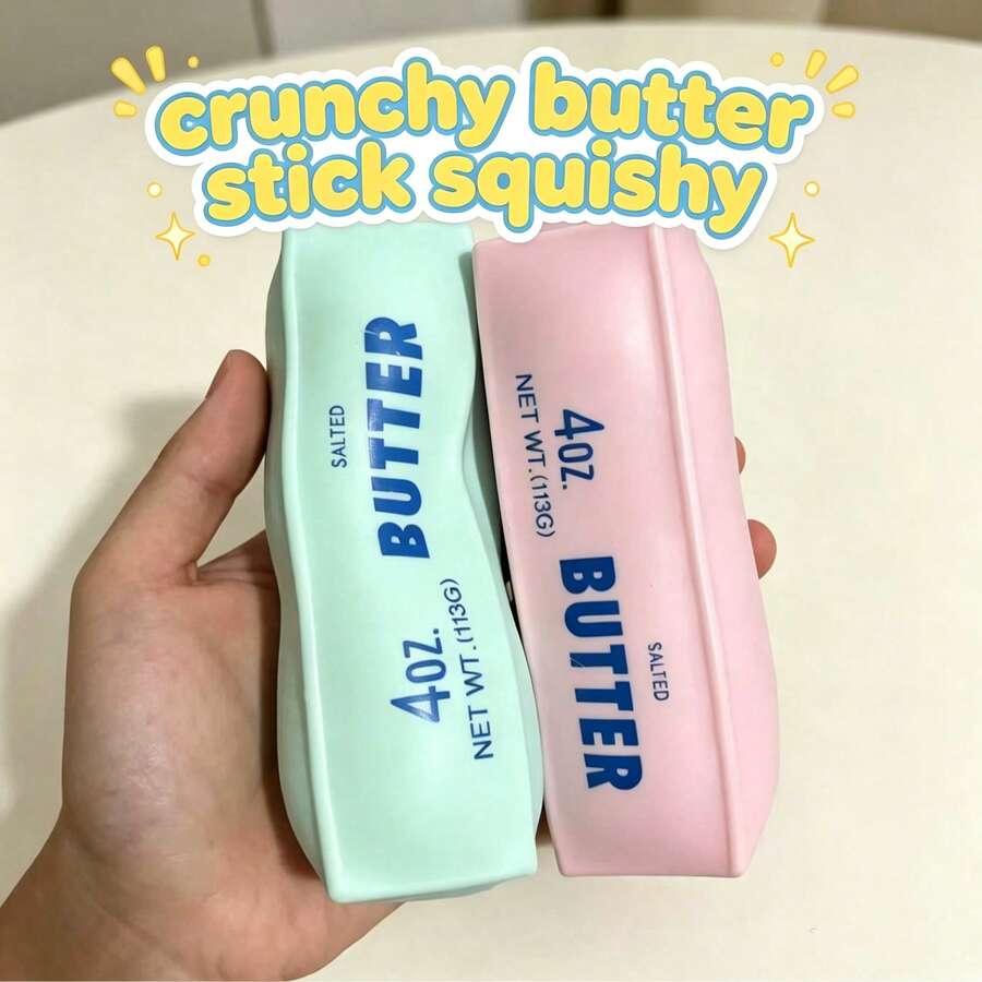 Building Block Butter Stick Squishy Toy With Crisp Sound Control, Super Soft Realistic Food-Themed Stress Relief Venting Toy - Multicolor - View 1