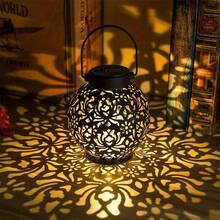 1PC/2PCS Solar-Powered Lantern, Automatically Lights Up At Night, Garden Decoration Light, Handheld Lamp, Tree-Hanging Light, Peony Flower Design, Chinese-Style Ambiance Light - Peony Lantern - View 1
