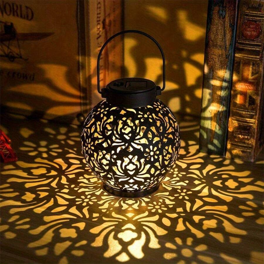 1PC/2PCS Solar-Powered Lantern, Automatically Lights Up At Night, Garden Decoration Light, Handheld Lamp, Tree-Hanging Light, Peony Flower Design, Chinese-Style Ambiance Light - Peony Lantern - View 1