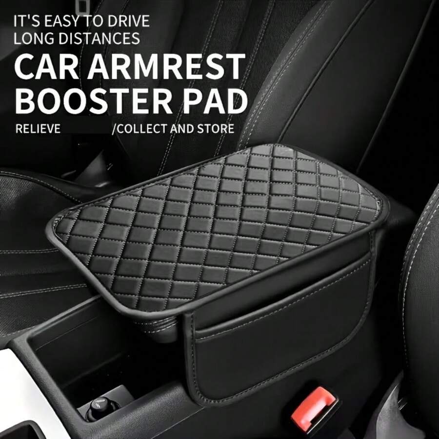 Universal PU Leather Car Armrest Cover With Side Storage Pocket, Multi-Function Car Interior Mat, Car Armrest Box Organizer Bag, Vehicle Storage Solution, Modern Car Accessory, Practical Design, Car Decoration, All Season Use