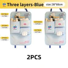 2/3 Layers Cute Cartoon Car Seat Back Organizer, Auto Storage Bag With Transparent Phone Pocket & Tissue Holder For Car Dorm Desk - Multicolor - View 8
