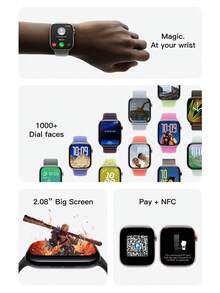 Microwear Smartwatch Compatible With Android And IOS Phones, 2.08-Inch LTPO Screen, Fitness Tracker With 170+ Sports Modes, ChatGPT AI Smartwatch, Heart Rate, Blood Oxygen And Sleep Monitoring - Black - View 6
