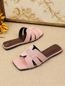 Women's Flat Sandals Spring Summer New Versatile Soft Sole Beach Slide Slippers Fashion Roman Sandals - Pink - View 5