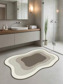 1PC Cream & Deep Coffee Multi-Layer Wavy Pattern Modern Minimalist Artistic Rug, Soft Vintage Style Faux Cashmere Asymmetrical Wavy Shape Concentric Gradient Coffee Ripple With Fine Border Detail, Machine Washable Area Rug, Suitable For Living Room, Bedroom, Balcony, All Season Home Decor - Multicolor - View 7
