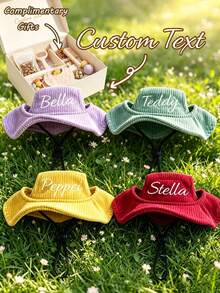 Custom Dog Hat With Ear Holes, Dog Summer Ear Hole Sun Protection Hat, Adjustable Dog Sun Hat, Personalized Corduroy Pet Baseball Cap, Suitable For Small, Medium And Large Dogs, Puppy Gift - Multicolor - View 1