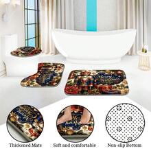 1pc/4pcs Blue & Gold Nutcracker Pattern Multifunctional Bathroom Decor Shower Curtain Set, Free 12 Hooks, Premium Holiday Atmosphere, Bathroom Mat, U-Shaped Rug And Round Toilet Lid Cover, Suitable For All Occasions, Bathroom Set - Blue and Gold Nutcracker - View 6
