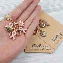 8pcs Pink Ribbon & Daisy Keychain, Lucky Keychain, Perfect Decoration Gift For Thanksgiving, Christmas, Thank You Care Gift For Friends And Family, Small Bag Charm - Multicolor - View 8