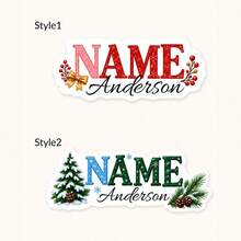 LICVIC Custom Christmas Name Sticker, Festive Holly & Pine Letter Decal, Personalized First And Last Name Label For Gift Wrap, Envelopes And Gift Bags, Customized Holiday Party Decor, Customizable Christmas Gift Tag For Seasonal Presents, Family & Friends - Style E - View 3