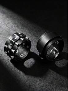 2pcs Punk Style Sports Casual Geometric Design Bracelets, Suitable For Men's Party, Sports, Fashion Wear, Exquisite Bracelet Gift For Men - Black - View 1