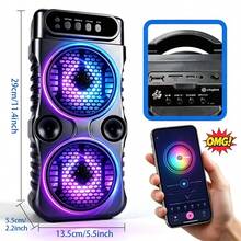 6IN1 Portable Wireless Speaker, Multifunctional Sound Device, Modern Audio Equipment, Dual-Bass Outdoor Wireless Speaker, Supports Bt/Usb/Tf/Tws/Mic/Microphone, FM Radio, Ideal For Camping And Parties, Loud Stereo Sound - View 10