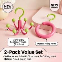 Handbag Hook And Wallet Storage Rack, 6-Prong Vertical Space-Saving Multi-Function Hanging Storage Rack, Suitable For Bags, Accessories And Hats, Durable Closet Rod Hook, Suitable For Wardrobe Use - Multicolor - View 5