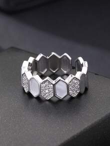 1 Set Honeycomb Hexagonal Cubic Zirconia Women's Bracelet & Ring Set, Gold & Silver Color Options, Suitable For Banquet & Party Wear - Diamond SZ - View 15