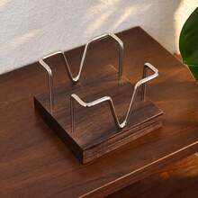 Card Holder Business Office Memo Box Metal Card Clip Premium Front Desk Solid Wood Business Card Holder - Desktop Note Storage Box - View 10