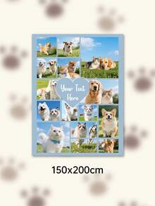 Custom Photo Text Throw Blanket, Personalized Picture Collage Fleece Blanket, Customized Pet Memory Photo Blanket For Sofa Bed Home Decor Gift - Multicolor - View 63