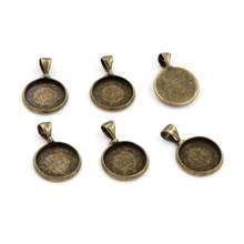 6Pcs 12mm Inner Size Brass Material Simple Pendant Cabochon Blank Base Setting Bezel Tray DIY Jewelry Making Accessories - 12mm - View 5