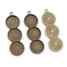 5pcs 12mm Inner Size Three Cameo Cabochon Blank Base Setting Pendant Bezel Trays DIY Necklace Pendant Jewelry Findings - Pendant Base Tray - View 5