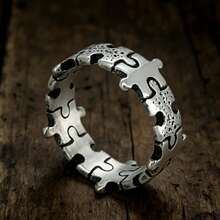 1pc Fashion Minimalist 316 Stainless Steel Puzzle Style Unisex Ring, Christmas Halloween Gift For Colleagues And Friends - Ring - View 5