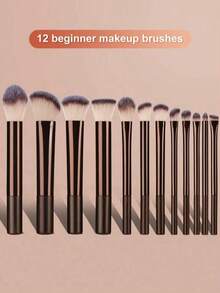 Aluminum Tube Makeup Brush Set, Includes Soft Foundation Brush, Eyeshadow Brush, Eyebrow Brush, Blending Brush, Highlighter Brush, Concealer Brush, Suitable For Daily Use And Travel, Great Gift For Makeup Tool Accessories - Coffee Brown - View 5
