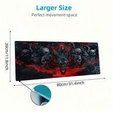 1pc Flame Demon Skull Gaming Mouse Pad - Non-Slip Rubber Base, Office & Gaming Dual-Use Desk Mat, Suitable For Computer / Laptop Large Rectangular Desktop Pad, Ideal Gift For Gamers, Perfect For Halloween Gift - Flame Demon Skull Mouse Pad - View 7