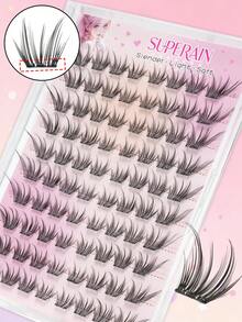 80 Clusters C Curl Glue-Free Anime False Eyelashes, Self-Adhesive Pre-Coated Lashes, Reusable And Long-Lasting, No Glue Needed, Makeup Tool Gift For Women And Girls - C - View 5