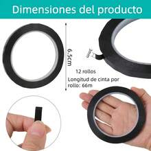 12pzs Cinta De Pizarra Blanca Lines Para Marcar La Posición - Negro - Ver 3