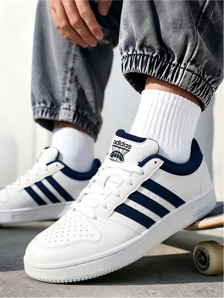 Adidas Men's HOOPS CLASSIC 2026 Summer New Basketball Style Casual White Sneakers KI1058 - White/Dark Blue/Orbital Gray - View 1