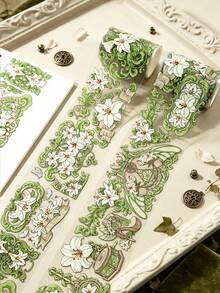 DANKUN 1Roll 78.74 Inches Gilded Flower Clear PET Sticker Roll, Creative Aesthetic Scrapbooking Sticker Decor, Masking Washi Tape For Junk Journal Supplies, DIY Crafting Material, Wedding, Holiday Gift, Personalized Sticker Album, Crafting Supplies, Tape - Scrapbook Stickers - View 8