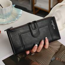 Women's Long Wallet, Fashionable Minimalist Magnetic Closure Wallet, Multi-Card Slot Zipper Clutch, Suitable For Daily Use, Perfect For Holiday Gifts - Multicolor - View 1