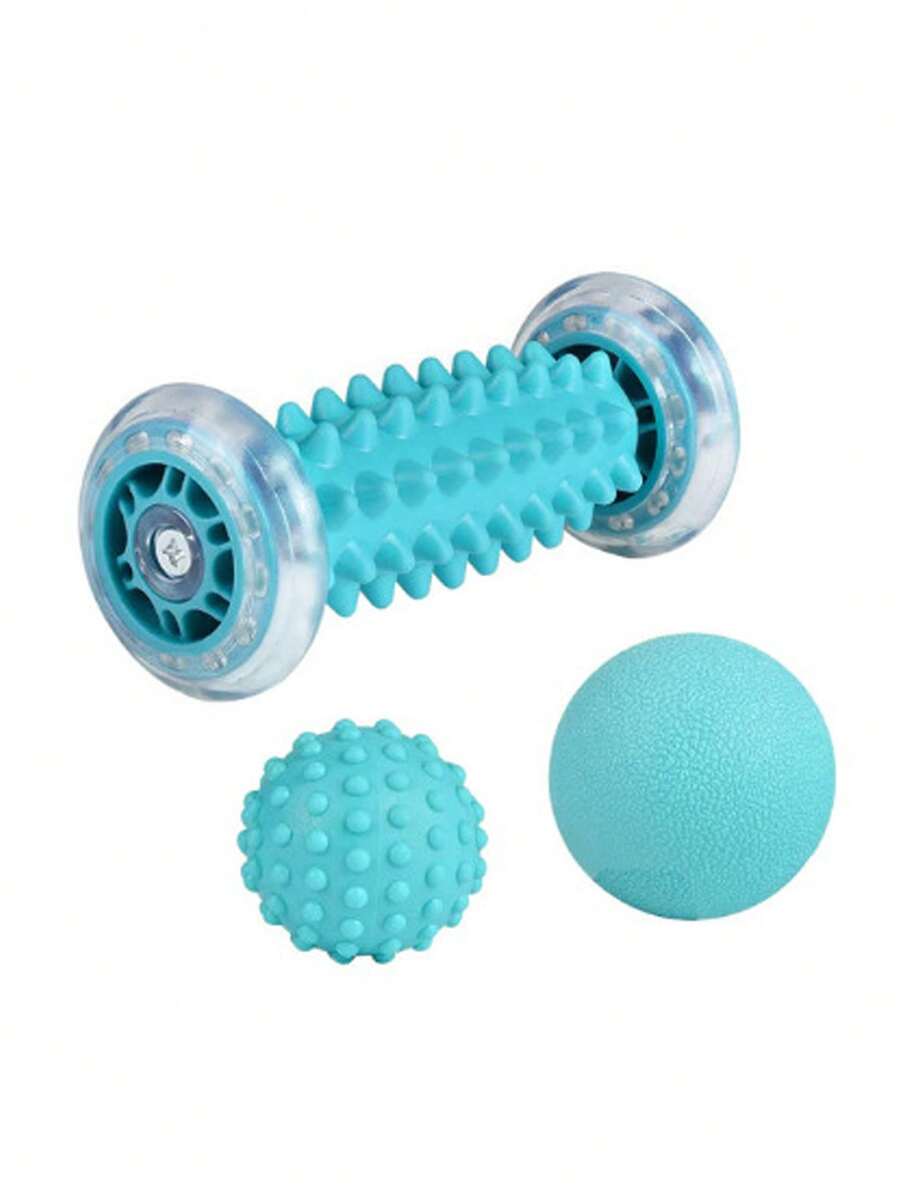 1/2 Large Grain Foot Massage Roller + Textured Massage Ball, Portable Foot Roller For Deep Tissue Muscle Massage, Arch And Heel Foot Trigger Point Reflexology Tool