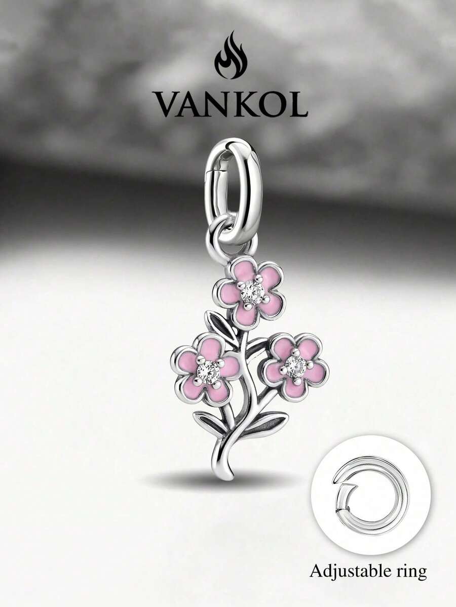 1pc Flower Pendant DIY Beaded Bracelet Charm, Exquisite Gift, Back To School Essential, Teen Student Backpack Accessory, College Necessity